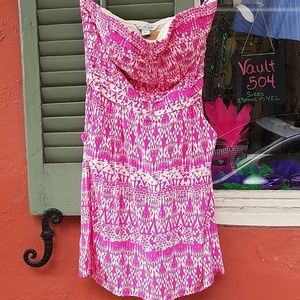 Strapless pink mini dress